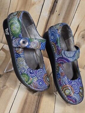 ALEGRIA Paloma Mary Jane Shoes Abstract Bullseye Leather EU 41 US Womens 10.5 11